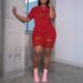 Plus Size Women's Summer Set Sexy Cutout T-Shirt And Shorts Simple Design Bestseller_ecoleips.com