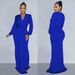 Women's Clothing fashion women's solid color sexy deep V pleated long skirt dress for women_ecoleips.com