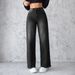 Women's Clothing Temperament Non elastic Straight Wide leg Jeans Women_ecoleips.com