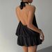 Summer Solid Color Sleeveless Backless Sexy Beach Vacation Style French Dress Women's Clothing_ecoleips.com