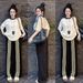 Korean Style Women's Summer Fashion Two Piece Outfit Casual Wide Leg Pants Short Sleeved Top Full Length Three Stripe Clothing Set_ecoleips.com