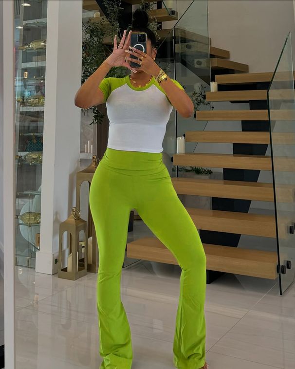 Women's Clothing Contrast Color Raglan Sleeve Casual Sports Yoga Pants Suit Two Piece Suit_ecoleips.com