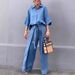 Women's Clothing Casual Cotton And Linen Solid Color Shirt Belt Wide Leg Irregular Pants Suit_ecoleips.com