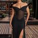 Women's Clothing Off Shoulder Dress Slim Fit Splicing Irregular Fishtail Long Skirt_ecoleips.com