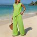 Women's Two Piece Irregular Vest Wide Leg Pants Set For Beach Vacation European And American Style 2026_ecoleips.com