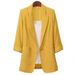 Stylish Plus Size Women's Blazer Casual Loose Fit Office Wear Korean Style Jacket With Polo Collar (Black/White/Yellow)_ecoleips.com