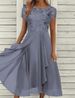 2025 Station European And American Chiffon Patchwork Round Neck Sequin Print Flared Long Dress Gown_ecoleips.com