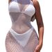 Aria Basics Yue Die European And American Lingerie, Sexy Halter Neck Fishnet See-through Bodycon Dress, Hollow-out Cross-border_ecoleips.com