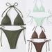 2025European and American cross border new drawstring straps hollow striped split swimsuit bikini bikini_ecoleips.com