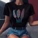 New Spring-Summer Feather Pattern Simple Print Cute Plus Size Women's Short Sleeve T-Shirt_ecoleips.com