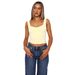 L25T108 - European And American Women's Fashion Summer New Casual Slim-fit Patchwork Cropped Solid Color Square-neck_ecoleips.com