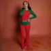 Women's Clothing Women's Fashion Long Sleeved Round Neck T-Shirt And Headscarf Set Patchwork Color Blocking Slim Fit Trousers Style Autumn Winter_ecoleips.com