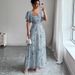 Summer Ruffled Sleeve Print Slim Fit Elegant Dress Women's Clothing European American Style Cross Border Trade New Arrival 2025_ecoleips.com