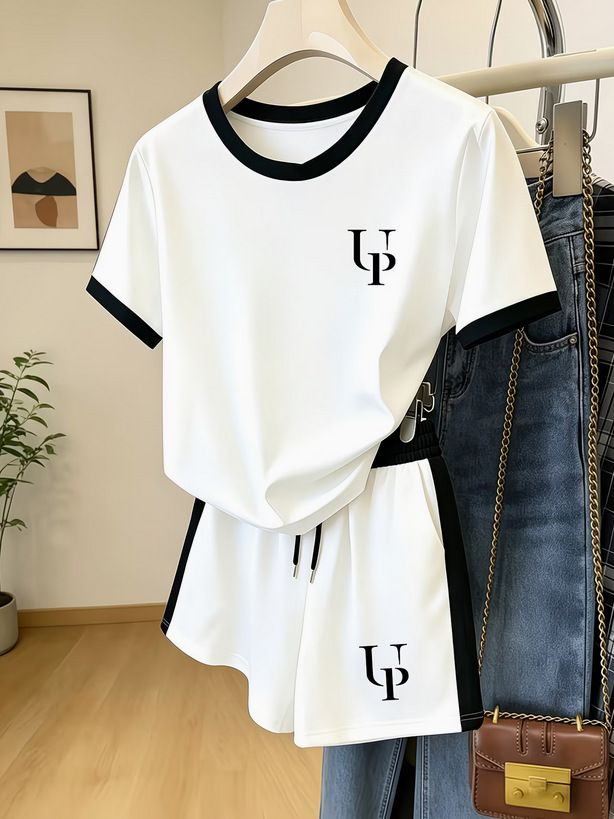 Women's Color Block Print Shorts Set - Summer Casual Two-Piece Outfit_ecoleips.com