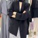 Black Women's Blazer 2026 Spring Fashion New Versatile High-end V-neck Loose Slimming Ribbon Elegant Coat_ecoleips.com