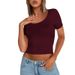 Summer New Women's Slim Fit Sports T-Shirt Sexy Hot Girl Short Sleeved Fitness Top American Style_ecoleips.com