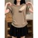 Women's Flutter Sleeve T-Shirt – Slimming Ruched Waist & Structured Shoulder (M-2XL, 7 Colors)_ecoleips.com