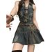 Chic Fashion Denim Summer New Sleeveless Top High Waist Pleated Short Skirt Suit Trendy_ecoleips.com