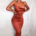 Women's Clothing Summer Silk Solid Color Halter Neck Backless Thin Strap Hip Skirt Sexy Dress Women's Clothing_ecoleips.com