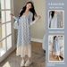 Summer New Korean Style Blue Strap Cardigan Two-Piece Set Maternity Dress_ecoleips.com