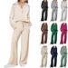 2024 Autumn Winter Fashion Casual Sports Suit Zipper Long Sleeve Sweatshirt Wide Leg Pants Two-Piece Set For Women_ecoleips.com