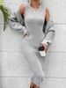 Women's Knit Dress & Vest Two-Piece Set – Stylish & Comfortable Long Sleeve Outfit For Spring, Fall & Winter – Casual Elegance In Solid Gray_ecoleips.com