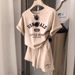 Women's Fashionable Casual Letter Print Two Piece Set Loose Fit Summer 2025 Short Sleeved Shirt And Shorts plus Size_ecoleips.com