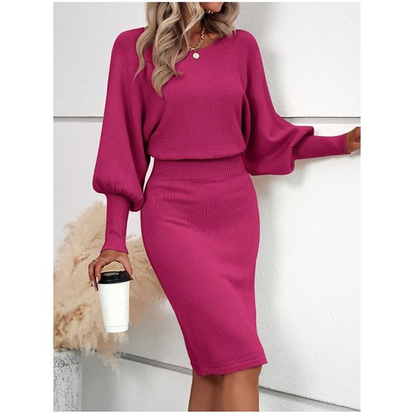 Bodycon Knit Dress – Slim-Fit Long Sleeve Sweater Dress In Rose/Grey/Beige/Black (S-XL) | Elegant & Versatile_ecoleips.com