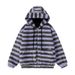 girl Reversible Color-Block Fuzzy Striped Hooded Cotton Jacket For Women, Lazy Style, Loose Fit, Versatile, Thickened, Warm,_ecoleips.com