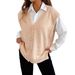 Women's Oversized Cardigan Vest With Pearl Buttons - Casual Longline Knit Sweater Vest For Fall & Winter - V-Neck Open Front Coatigan_ecoleips.com
