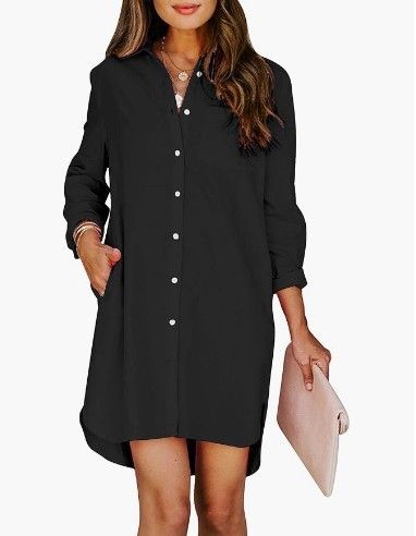 Women's Clothing Shirt Dress Long Elegant Beautiful Shirt Long Sleeve_ecoleips.com
