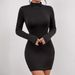 Aria Basics Aria Basics 2024 European And American Cross-Border Black Brushed High Neck Slim Fit Long Sleeve Commuter Evening Versatile Sequin_ecoleips.com