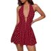 Women's Sleeveless Halter Neck V Neck Polka Dot Print Backless Short Dress Autumn Hot Selling Cross Border Wholesale 2026_ecoleips.com