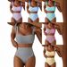 Women's High-Waisted Bikini Set With Tie Details, Striped & Print Two-Piece Swimsuit Vibrant Patterns & Colors_ecoleips.com