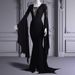 Women's Clothing New Halloween Sexy Strappy Hip Wrapped Gothic Style Women's Trumpet Sleeve Lace Up V Neck Dress_ecoleips.com