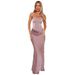 Women's High End Satin Strapless Tie Back Corset Bone Bodycon Pencil Long Maxi Dress_ecoleips.com