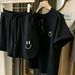 Women's Summer Sports Shorts Two Piece Set Casual Loose Fit Student Fashion Cross Border E-commerce Wholesale_ecoleips.com
