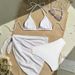 Aria Basics 2025 European And American New Sexy Two-Piece Swimsuit Women's Three-Piece Set Solid Color Bikini Cross-Border In Stock_ecoleips.com