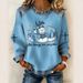 Women's Oversized 3D Print Waffle-Knit Long Sleeve T-Shirt Streetwear Top Retro Loose Fit for Travel Casual 5 Colors_ecoleips.com