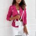 K Ladies' Fashionable Casual Motorcycle Zipper Button Jacket_ecoleips.com