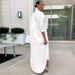 Women's Clothing Autumn And Winter New Fashion Casual Solid Color Long Shirt Coat Dress_ecoleips.com