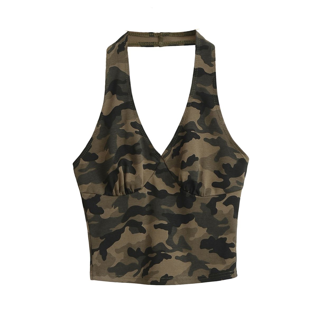 Y2K Sexy Camouflage Halter Neck Camisole Women Summer New Slim Fit Bodycon Short Skirt Casual Two-Piece Set_ecoleips.com