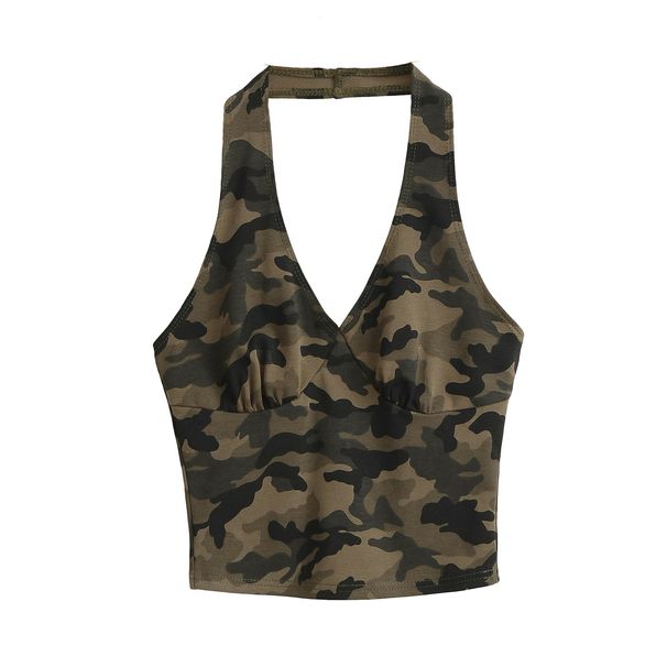 Y2K Sexy Camouflage Halter Neck Camisole Women Summer New Slim Fit Bodycon Short Skirt Casual Two-Piece Set_ecoleips.com