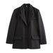 Women's Straight Blazer With Shoulder Pads_ecoleips.com