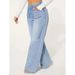 K Women's Denim High Waisted Slimming Drawstring Loose Wide Leg Pants Are Fashionable_ecoleips.com