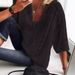 Aria Basics Aria Basics Cross-Border 2023 New Blouse European And American Lace Hollow Out Patchwork U-Neck Three-Quarter_ecoleips.com
