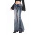 Women's Slim Fit Stretchy Jeans High Street Trendy Embroidered Flared Trousers_ecoleips.com