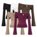 Women's Off-Shoulder Long Sleeve Top European American Style Metal Knot Solid Color T-Shirt For Autumn_ecoleips.com