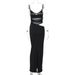 Women's 2025 Summer New Fashion Sexy Patchwork Slit Mesh Sheer Strap Dress Wholesale_ecoleips.com
