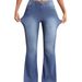 Women's High-Waisted Stretchy Flared Jeans Retro Vintage Denim Pants With Tummy Control For Casual & Daily Wear (Blue, Sizes 26-31)_ecoleips.com